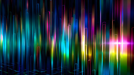 abstract background with glowing lines and bokeh - vector illustrationの素材