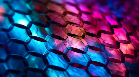 abstract background with hexagons in blue and red colors. 3d renderingの素材