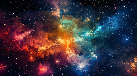 Abstract space background with nebulae and stars. Collage.の素材