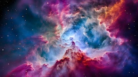 Cosmic space, stars and galaxies in outer space showing the beauty of space exploration.の素材