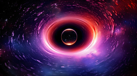Black hole in outer space, computer generated abstract background, 3D renderingの素材