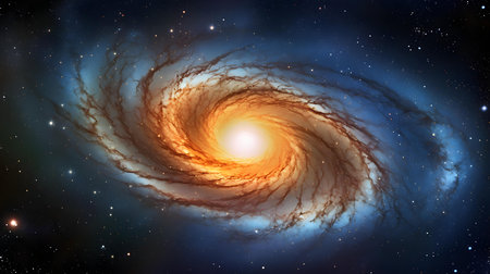Galaxy and nebula in deep space. Science fiction art.の素材