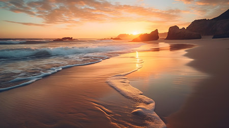 Beautiful sunset at the beach in Tenerife, Canary Islands, Spainの素材