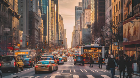 Traffic on the streets of New York City.の素材
