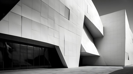 Exterior of modern architecture. Abstract architectural background. 3D renderingの素材