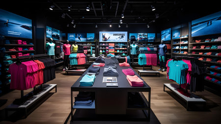 luxury and fashionable european different clothes shop in modern mallの素材