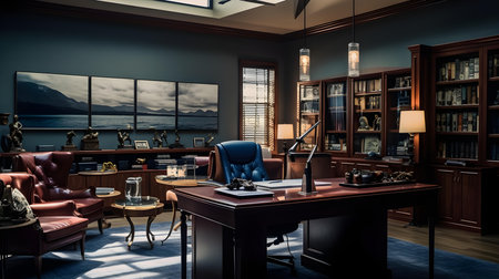Luxury library interior in classic style. 3d rendering.の素材