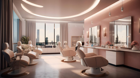 Modern barber shop interior. 3d rendering. Concept of beauty salon.の素材