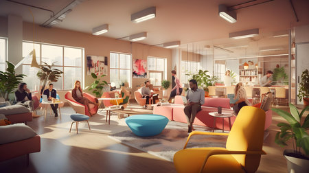 Group of business people in a modern office. 3D renderingの素材