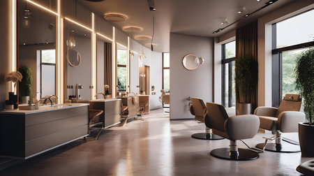 Interior of a luxury barber shop. 3d rendering mockupの素材