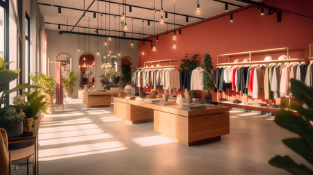 luxury and fashionable european brand new interior of cloth storeの素材