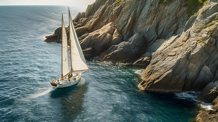 Sailing yacht in the sea. Yachts and boats in the sea.の素材