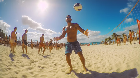 Beach Volleyball Player Athlete Fun Summer Vacation Conceptの素材