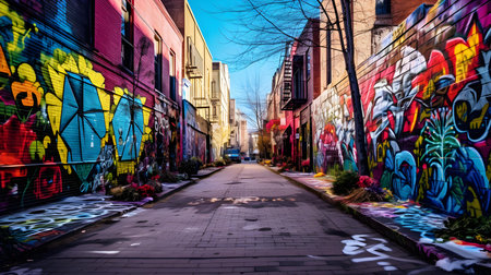Colorful graffiti on the wall in Boston, Massachusetts, USA.の素材