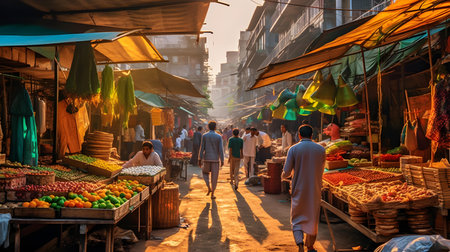 View of unknowns Nepali people walking at the street of Kathmandu in the morningの素材