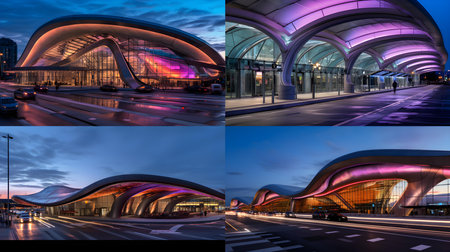 Set of photos of modern architecture in the city of Valencia, Spainの素材