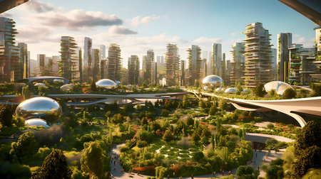 3d rendering of futuristic city. Futuristic cityscape in the future.の素材