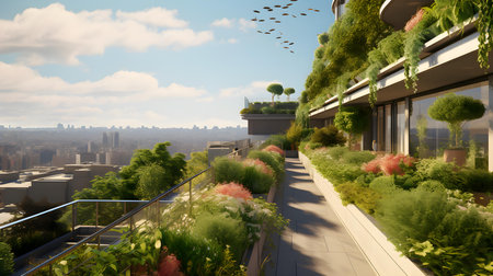 View of the city from the terrace, 3d render.の素材