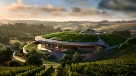 Landscape of green tea plantation in the morning, South Korea.の素材