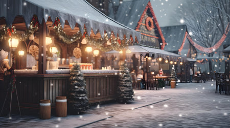 Christmas fair in Gdansk, Poland. Christmas market with traditional decorations.の素材