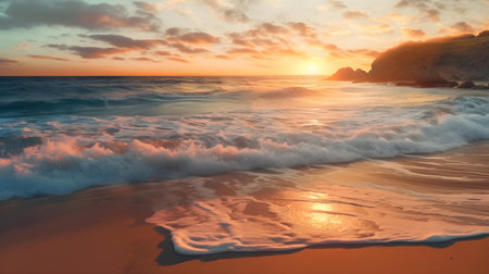 Beautiful sunset on the beach. Seascape. Nature composition.の素材