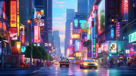 s Square, featured with Broadway Theaters and huge number of LED signs, is a symbol of New York City and the United States.の素材