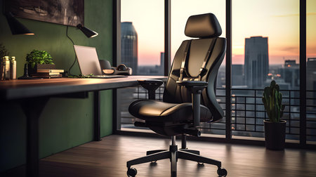 Comfortable office chair in the modern office. 3D renderingの素材