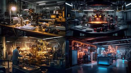 3d render of a modern factory interior with equipment, machinery and equipmentの素材