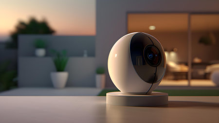 Webcam on the table in the living room. 3d renderingの素材
