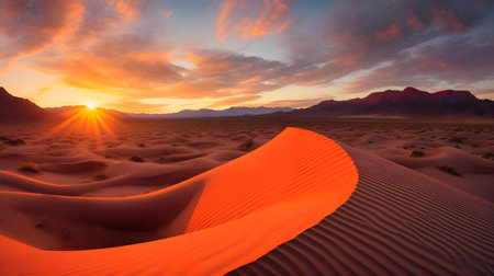 Sunset in the desert of Egypt. Sand dunes at sunsetの素材