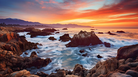 Beautiful seascape at sunset. Colorful sky. Nature composition.の素材