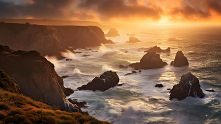 Sunset over the cliffs at Ponta de Sao Lourenco, Portugalの素材