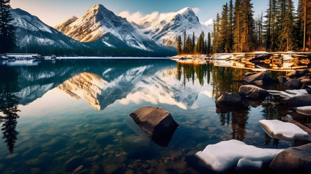 Mountain lake in Banff National Park, Alberta, Canada.の素材