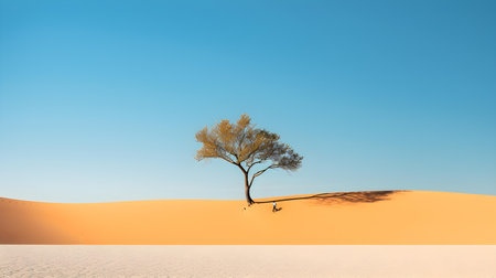 Lonely tree in the middle of the desert. 3D renderingの素材