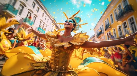 Participants in the Barranquilla Carnival in Cartagena, Colombia. Barranquilla Carnival is one of the biggest carnivals in the worldの素材