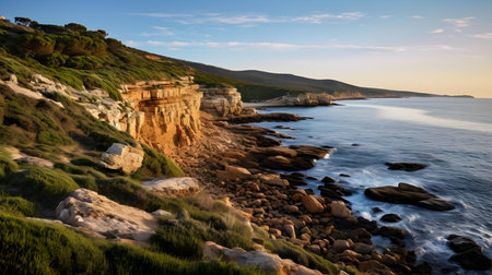 Sunset on the cliffs of Ponta de Sao Lourenco, Portugalの素材