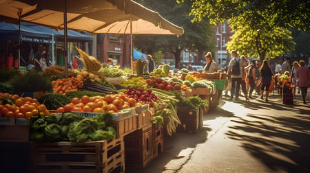 Vegetables and fruits on the market in Rotterdam, Netherlandsの素材