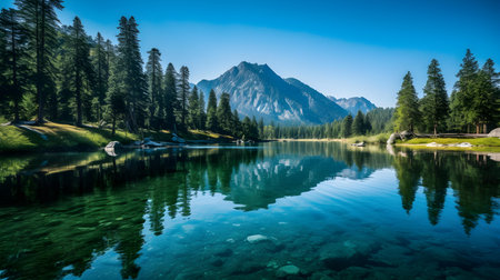 Mountain lake in Dolomites, South Tyrol, Italyの素材