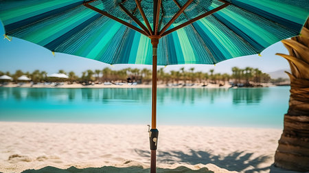 Colorful umbrella on the beach in Egypt, Sharm El Sheikhの素材