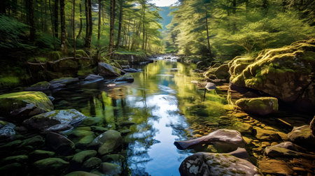 Mountain stream in the forest. Beautiful landscape in the mountains.の素材