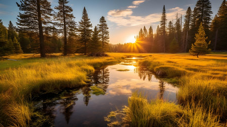 Sunset in Yosemite National Park, California, United States of Americaの素材