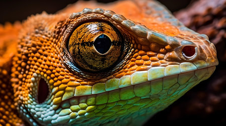 Close up of a chameleon's eye, Chamaeleo calyptratusの素材