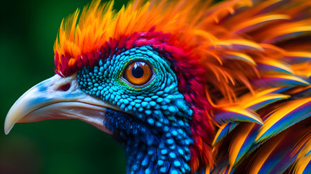 Close up of the head of a colorful pheasant, Thailand.の素材