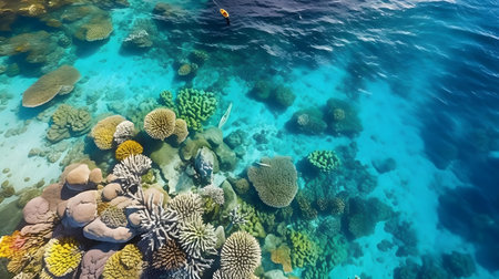 Tropical coral reef with hard corals, underwater landscape.の素材