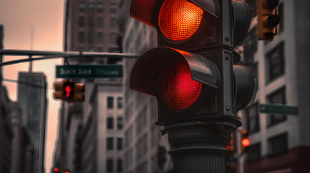 Traffic lights in New York City, United States. 3d renderingの素材