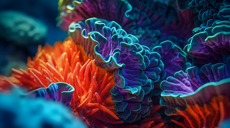 Close-up of a colorful coral reef. Colorful background.の素材