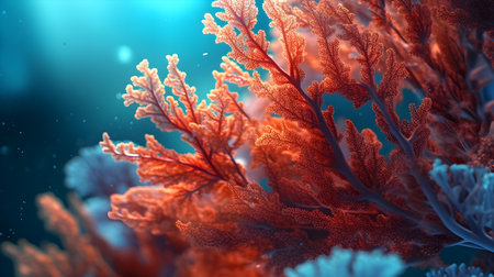 3d render of coral reef. Underwater background with beautiful coral.の素材
