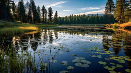 Lake in Yellowstone National Park, Wyoming, United States of America.の素材