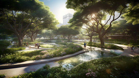 Park in the city of Seoul in South Korea in EastAasia.の素材