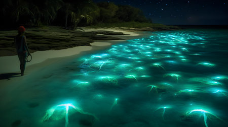 Beautiful tropical beach at night, Seychelles, Maheの素材